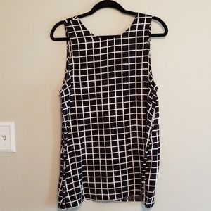 Elodie Sleeveless Navy Geometric Blouse